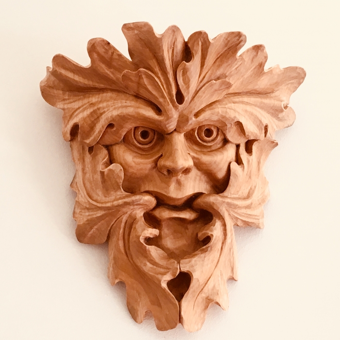 Cumberworth Green Man. Limewood. W: 10in (250mm)