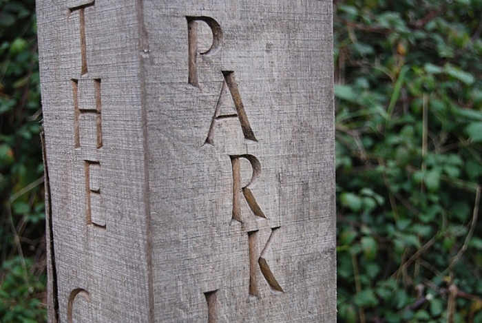 Lettered Post from Kinnersley Art Project. Oak