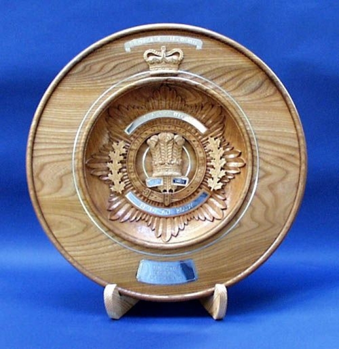 HRH The Prince of Wales, Royal Regiment of Canada Trophy. Elm & Lime. W 18in