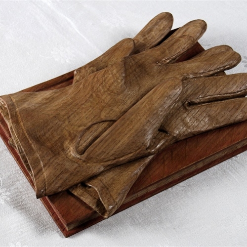 Gloves & Book. Oak Actual Size