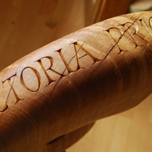 Lettering onMemorial (carved by Philipine Sowerby) Oak